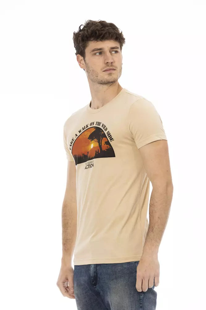 Trussardi Action Beige Cotton T-Shirt for Men