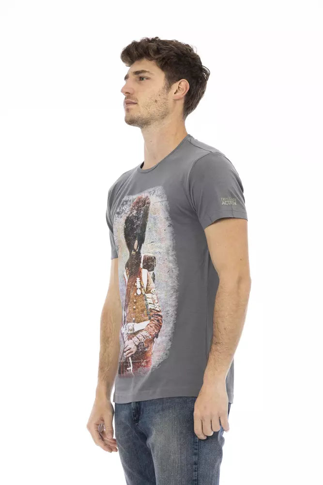 Trussardi Action Graues Baumwoll-T-Shirt für Herren