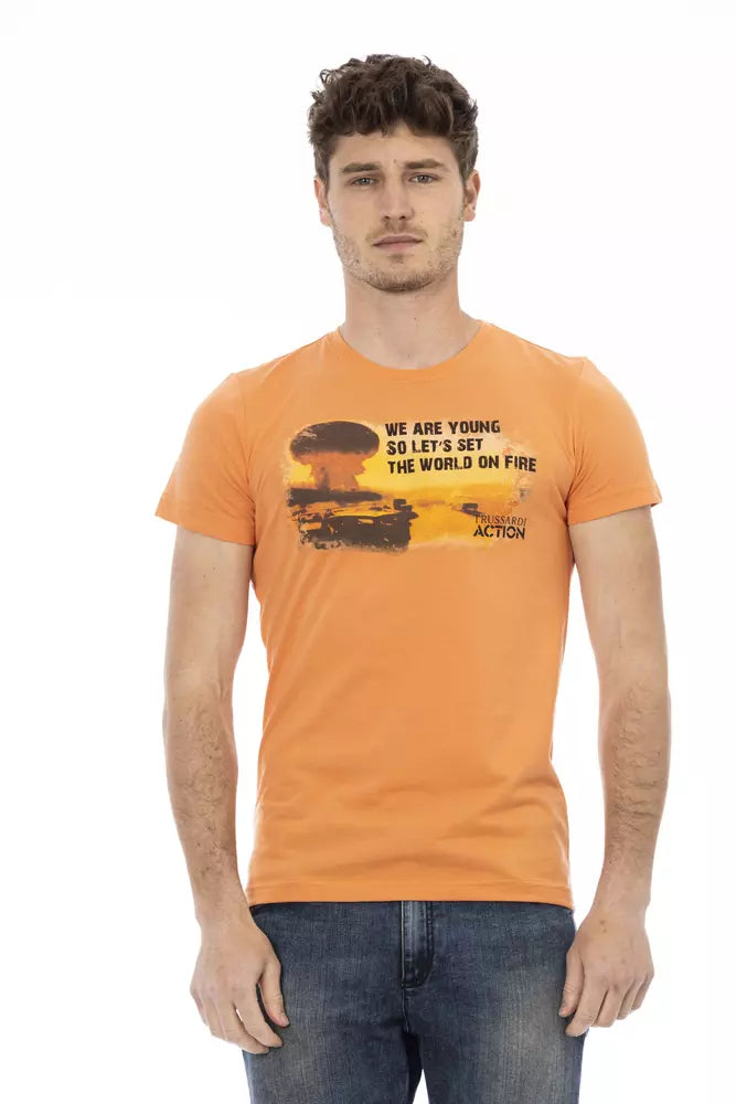 Trussardi Action Orange-farbenes Herren-T-Shirt aus Baumwolle