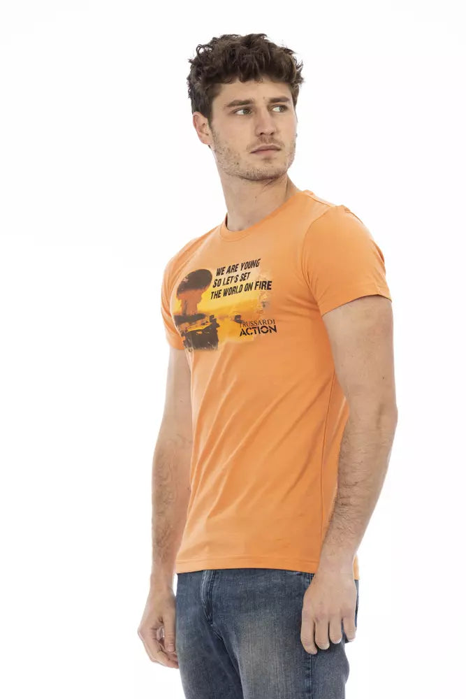 Trussardi Action Orange-farbenes Herren-T-Shirt aus Baumwolle