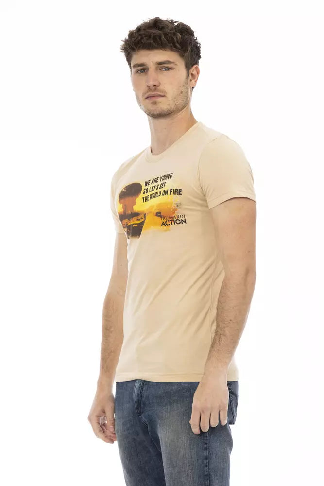 Trussardi Action Beigefarbenes Baumwoll-T-Shirt für Herren