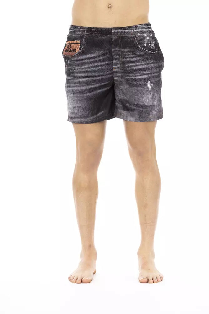 Just Cavalli Schwarze Polyester Herren-Badeshorts