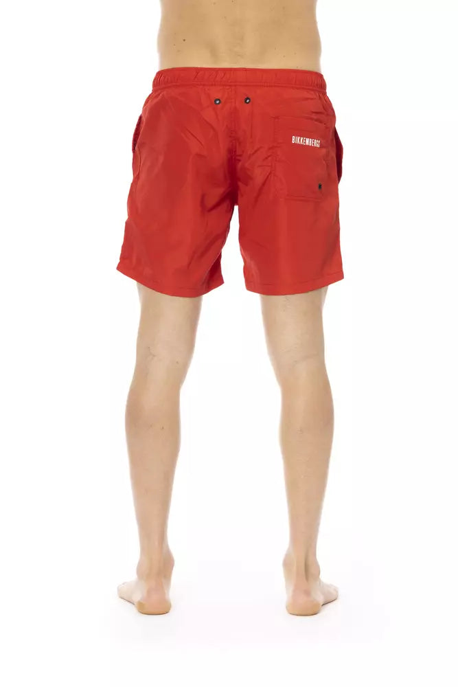 Bikkembergs Red Polyester Swim Shorts for Men