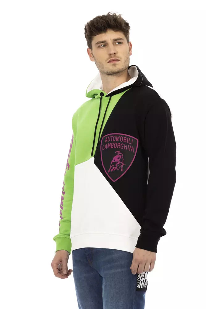 Erkekler için Automobili Lamborghini Beyaz Pamuklu Kapüşonlu Sweatshirt