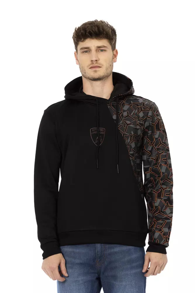 Automobili Lamborghini Erkek Siyah Pamuklu Kapüşonlu Sweatshirt