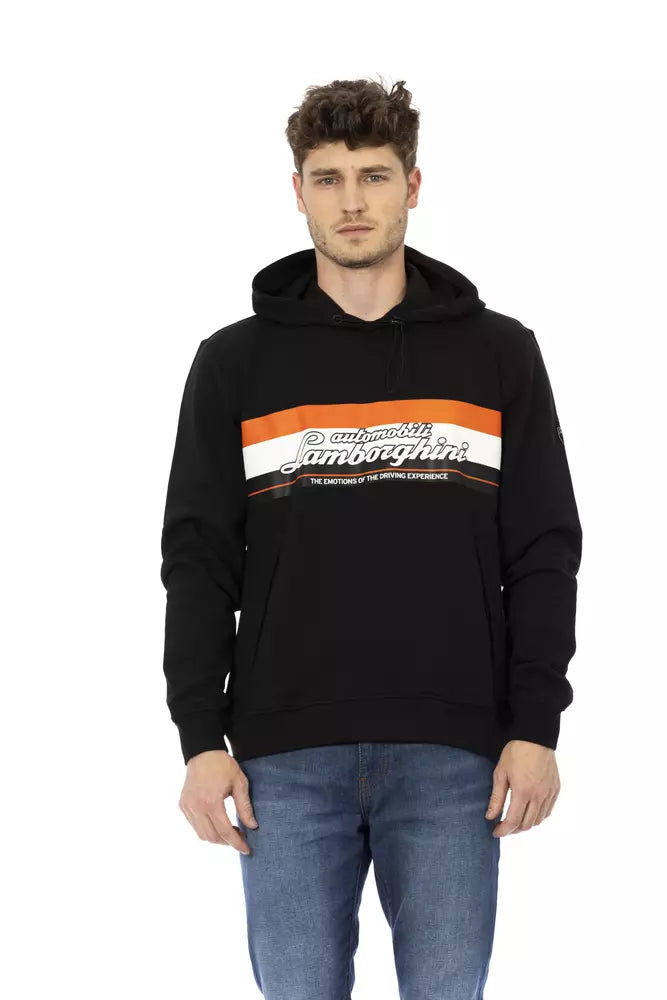 Erkekler için Automobili Lamborghini siyah pamuklu sweatshirt
