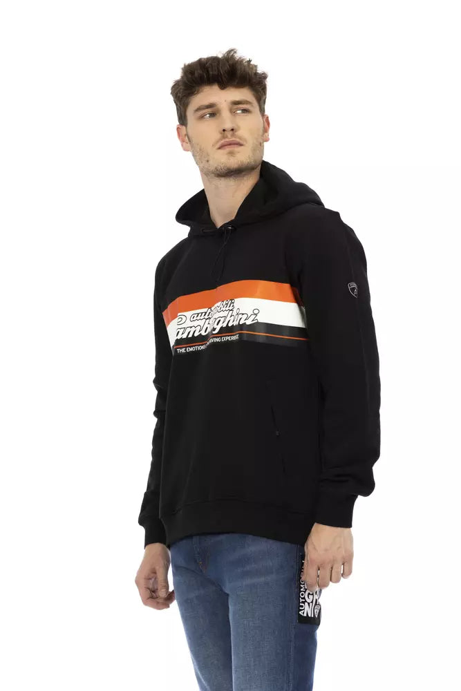 Erkekler için Automobili Lamborghini siyah pamuklu sweatshirt