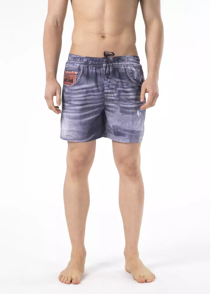 Just Cavalli Blaue Polyester-Badeshorts für Herren