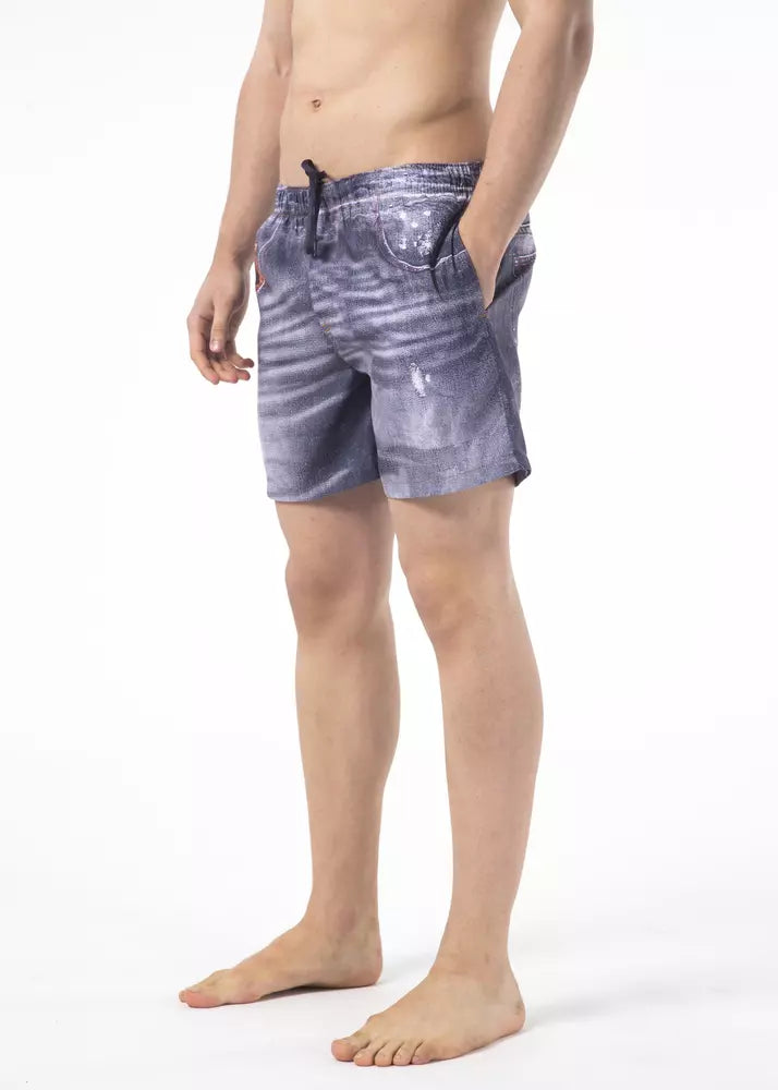 Just Cavalli Blaue Polyester-Badeshorts für Herren