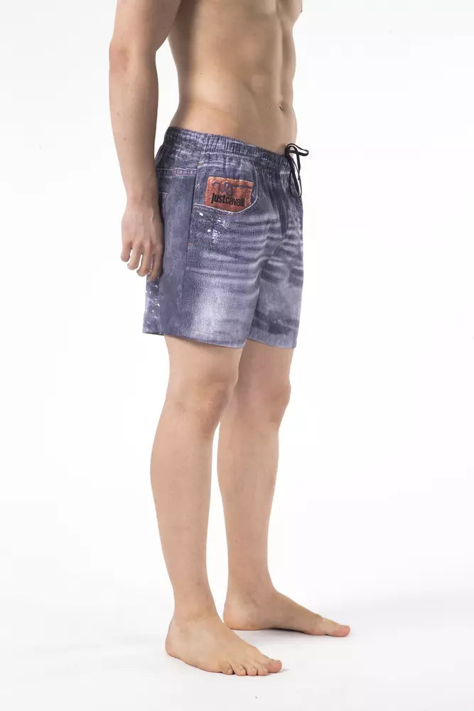 Just Cavalli Blaue Polyester-Badeshorts für Herren
