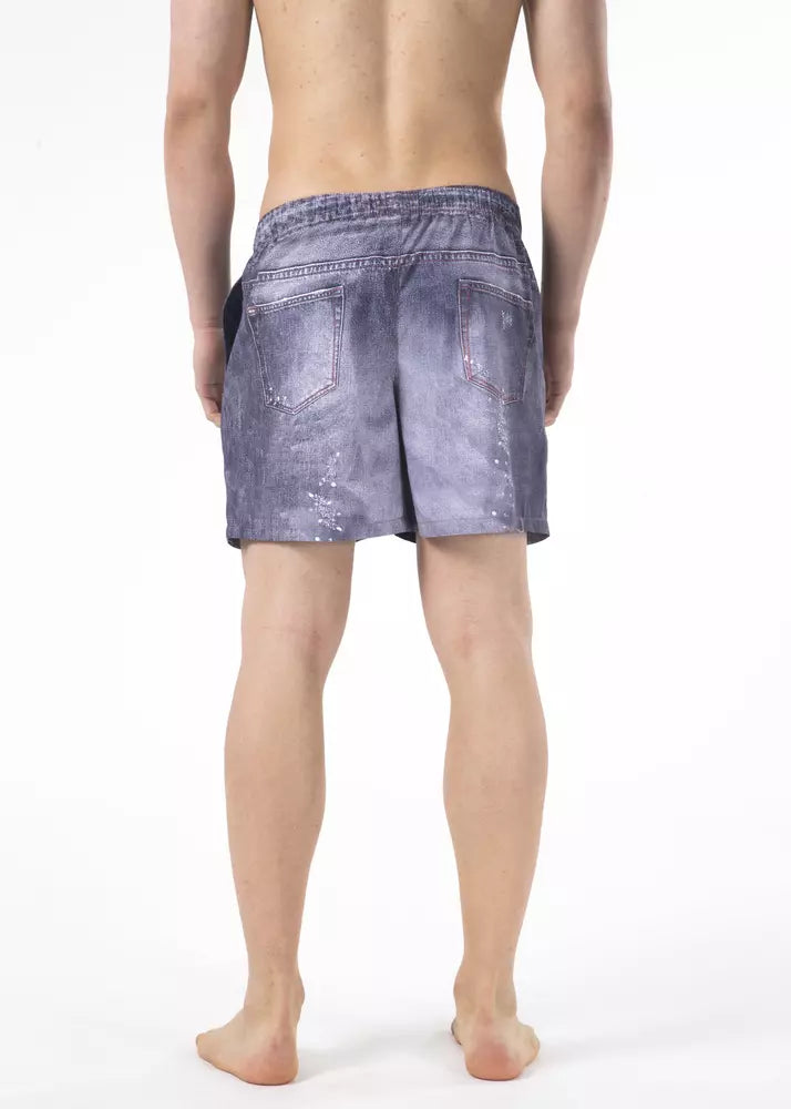 Just Cavalli Blaue Polyester-Badeshorts für Herren