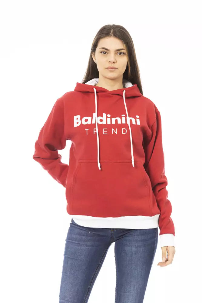 Baldinini Trend Roter Baumwoll-Kapuzenpullover für Damen