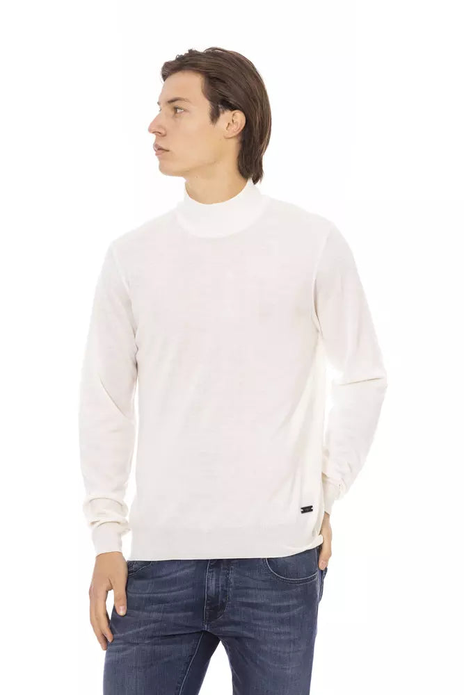 Baldinini Trend White Men's Fabric Turtleneck Sweater