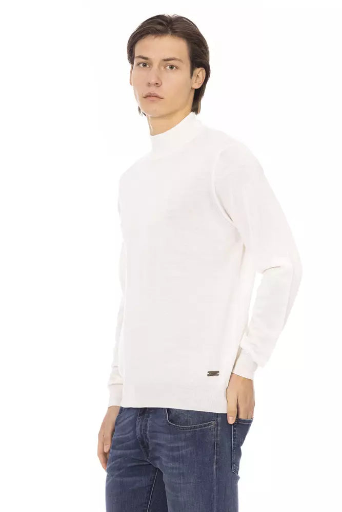 Baldinini Trend White Men's Fabric Turtleneck Sweater