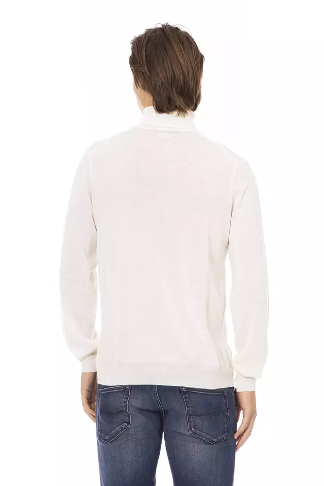 Baldinini Trend White Fabric Turtleneck Sweater for Men