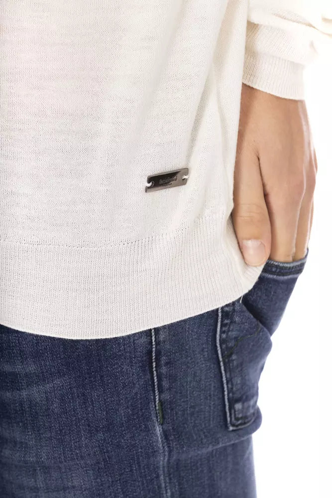 Baldinini Trend White Fabric Turtleneck Sweater for Men