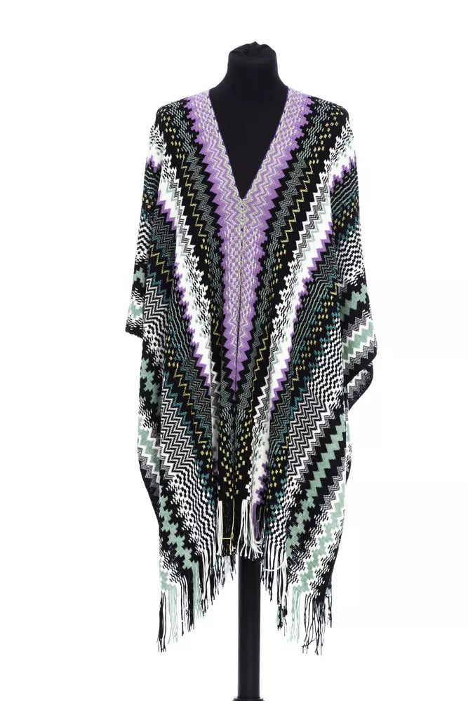 Missoni Bunt gestreifter Damen-Wollponcho
