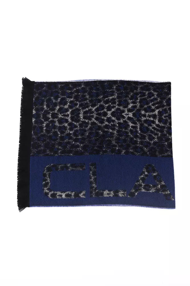 Cavalli Class Blue Wool Scarf for Men