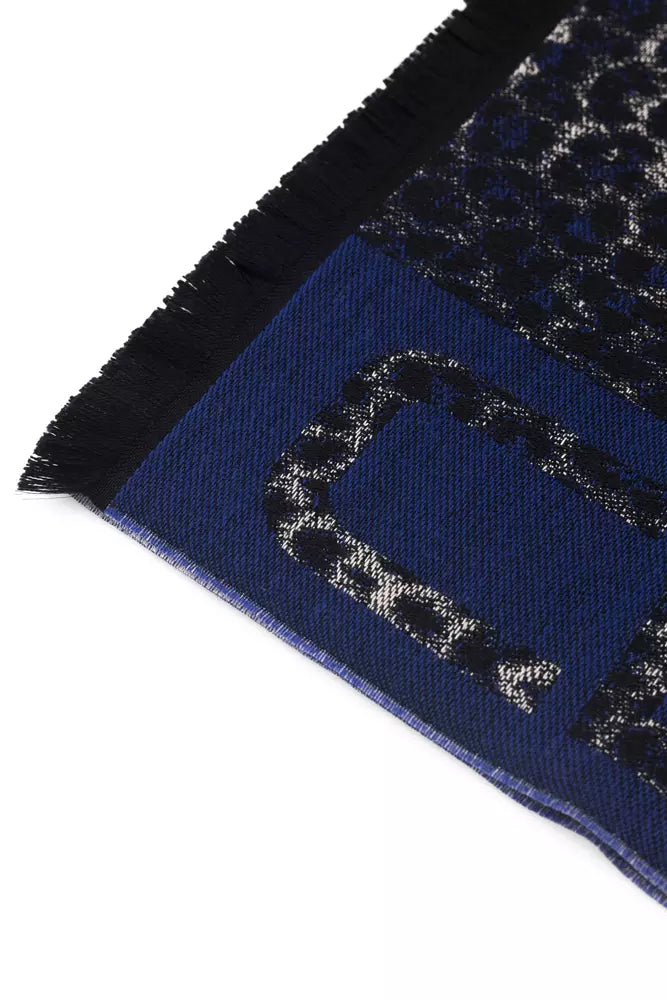 Cavalli Class Blue Wool Scarf for Men