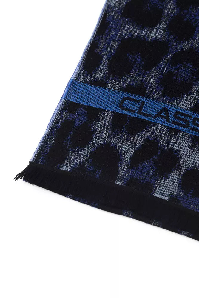 Cavalli Class Blue Wool Scarf for Men