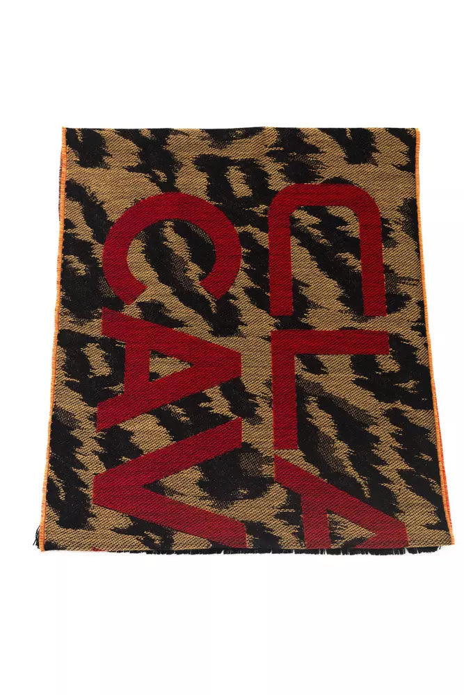 Cavalli Class Brown Wool Scarf for Men