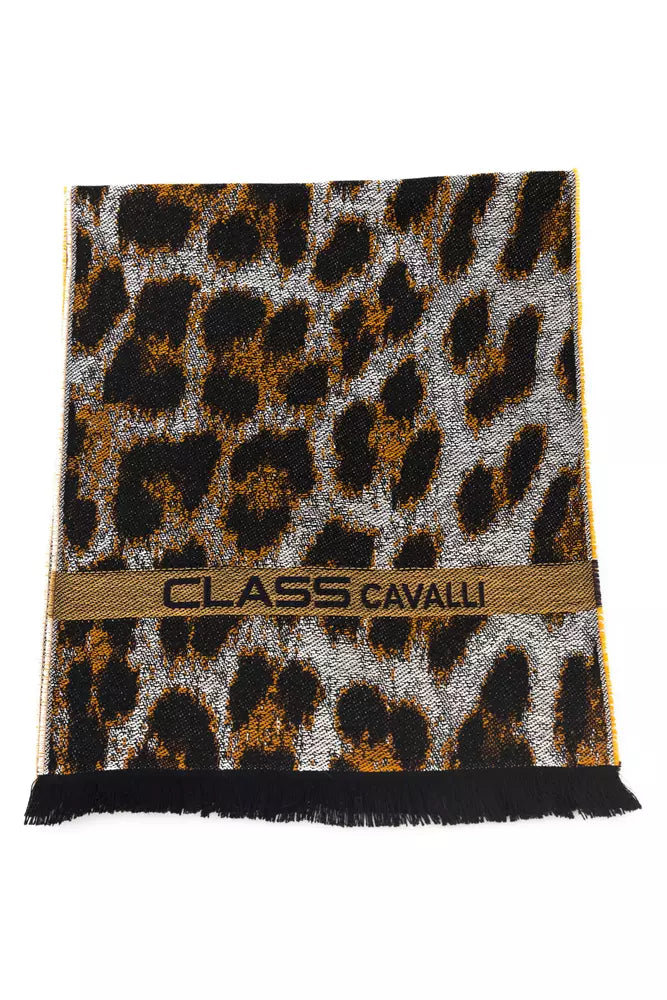 Cavalli Class Brown Wool Scarf for Men