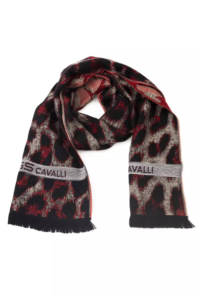 Cavalli Class men's wool scarf in burgundy