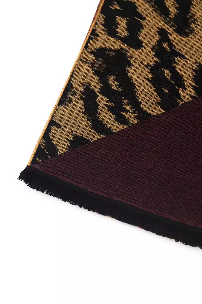 Cavalli Class Brown Wool Scarf for Men
