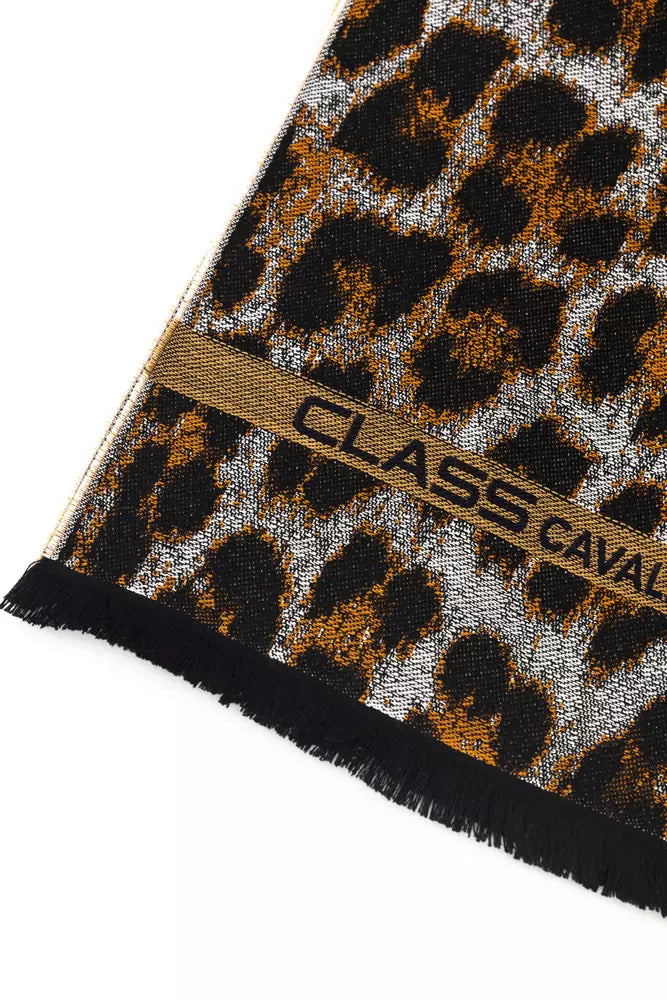 Cavalli Class Brown Wool Scarf for Men