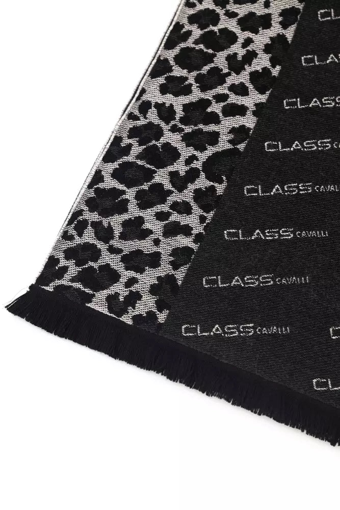 Cavalli Class Black Wool Scarf for Men
