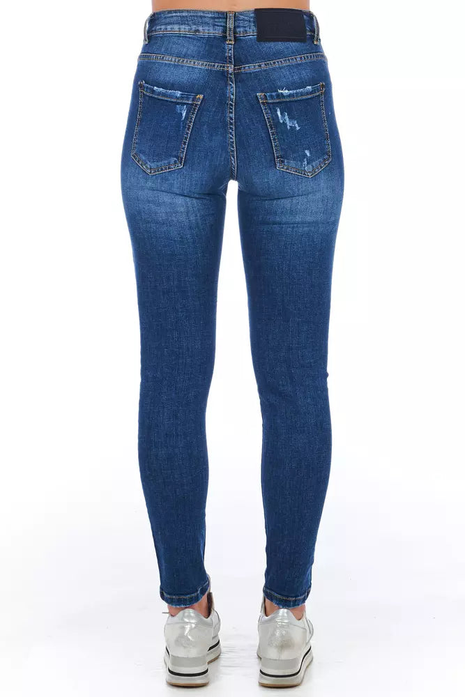 Frankie Morello Damenjeans aus blauem Materialmix