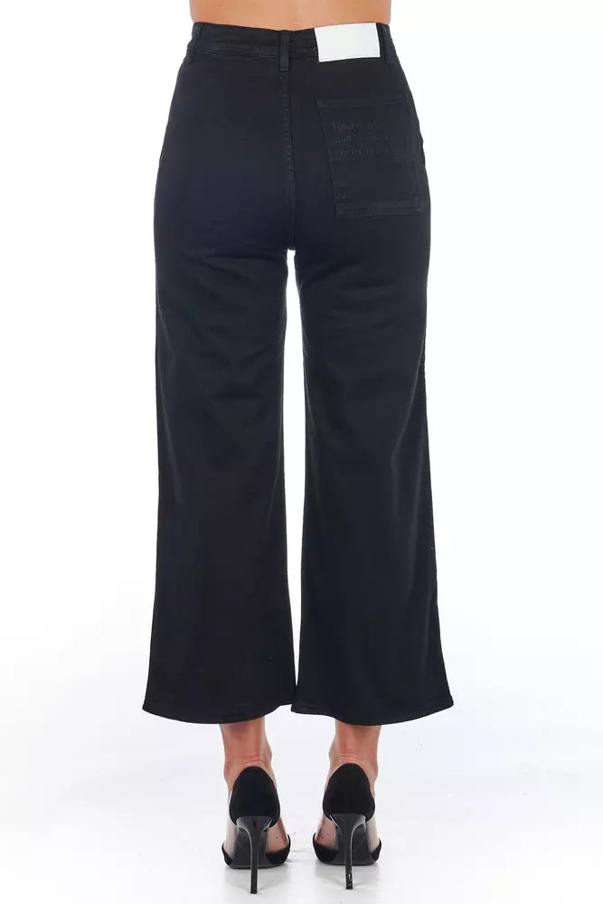 Frankie Morello Schwarze Baumwoll-Cropped-Hose für Damen