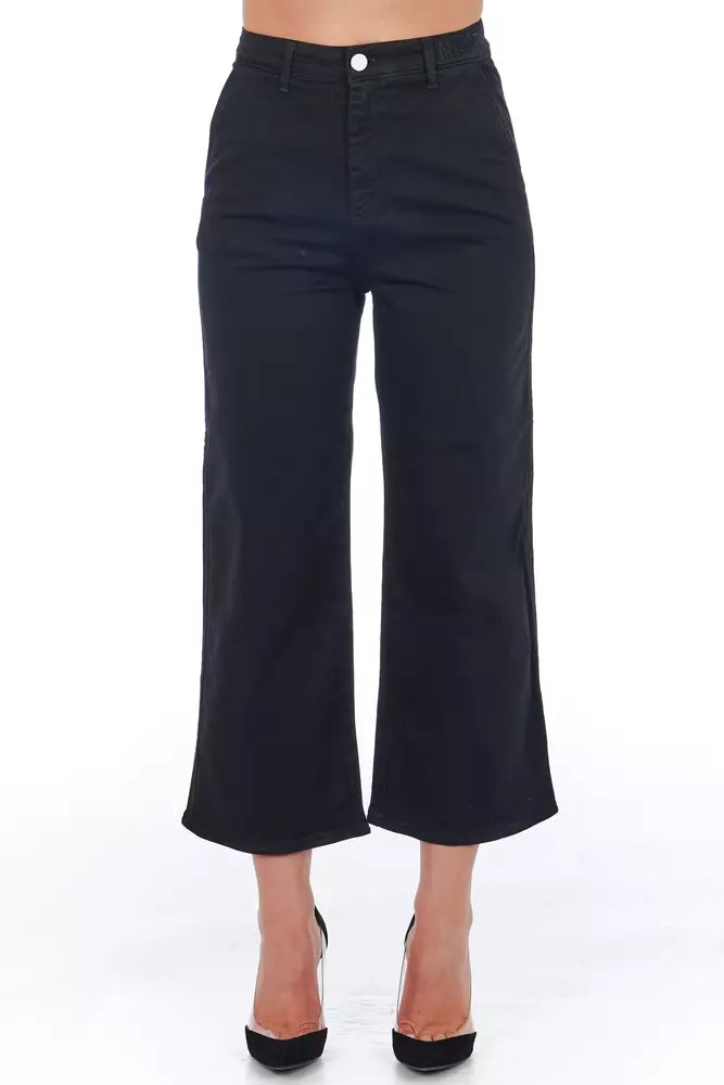 Frankie Morello Schwarze Baumwoll-Cropped-Hose für Damen