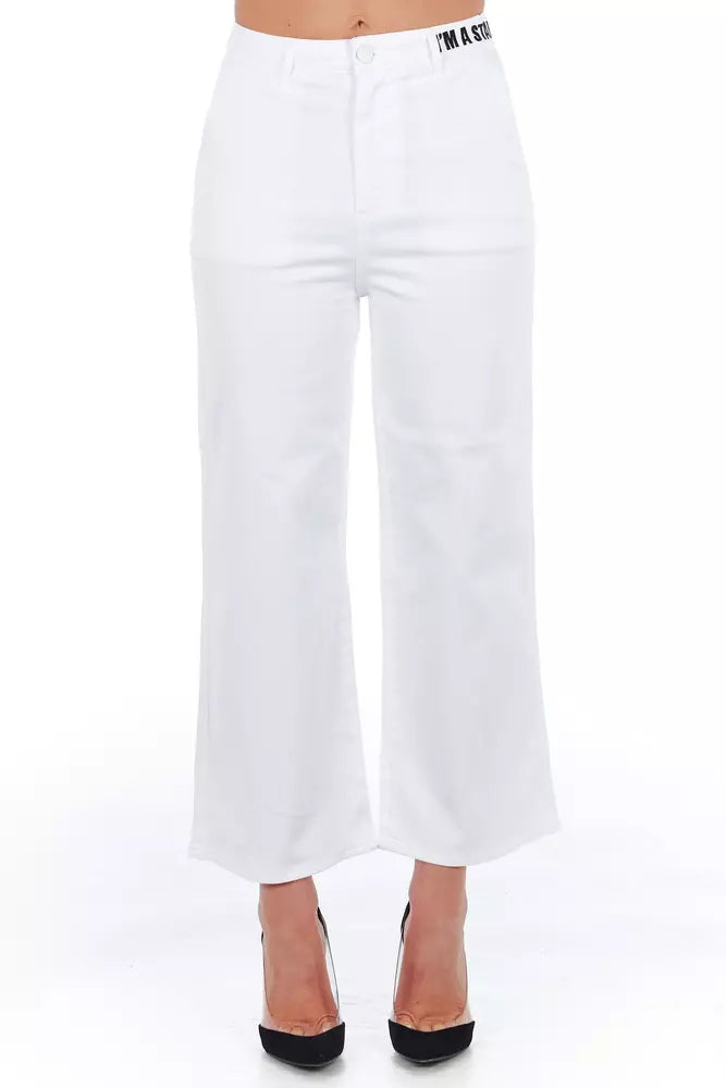 Frankie Morello Weiße Baumwoll-Cropped-Hose für Damen