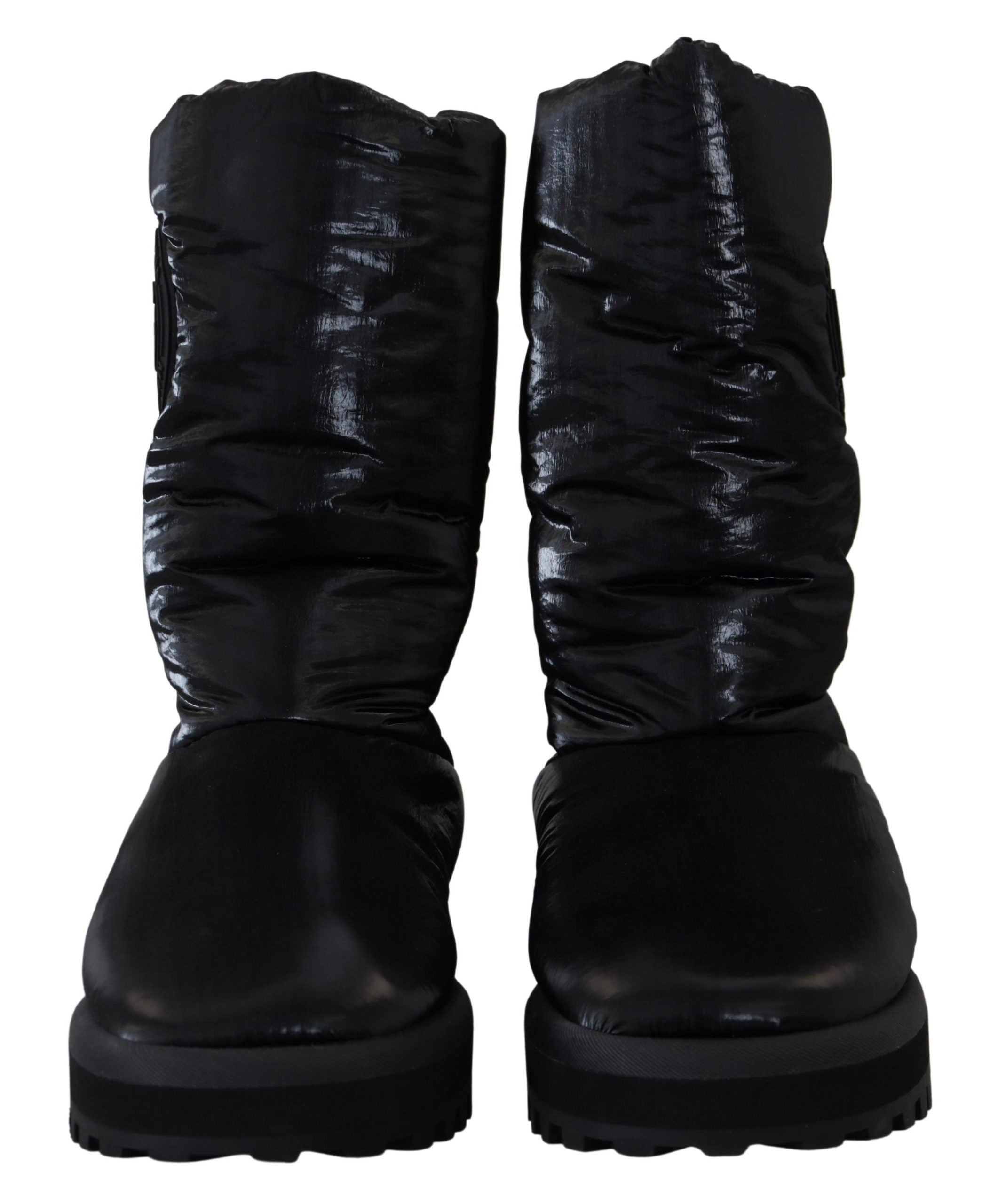 Dolce & Gabbana Schwarze Stiefel Gepolsterte Mittlere Wade Winterschuhe