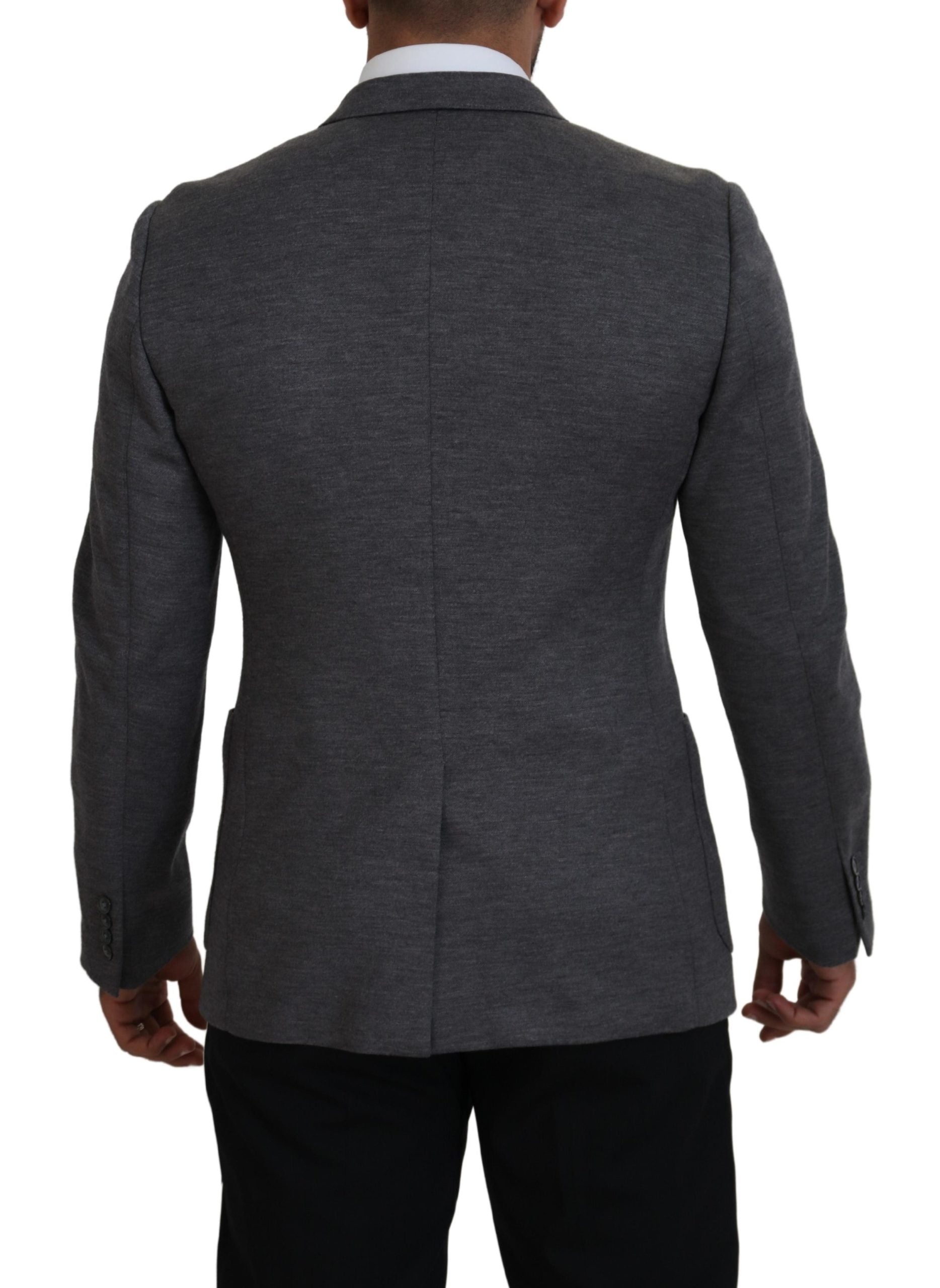 Dolce & Gabbana Graue Wolle Stretch Slim Fit Jacke Blazer