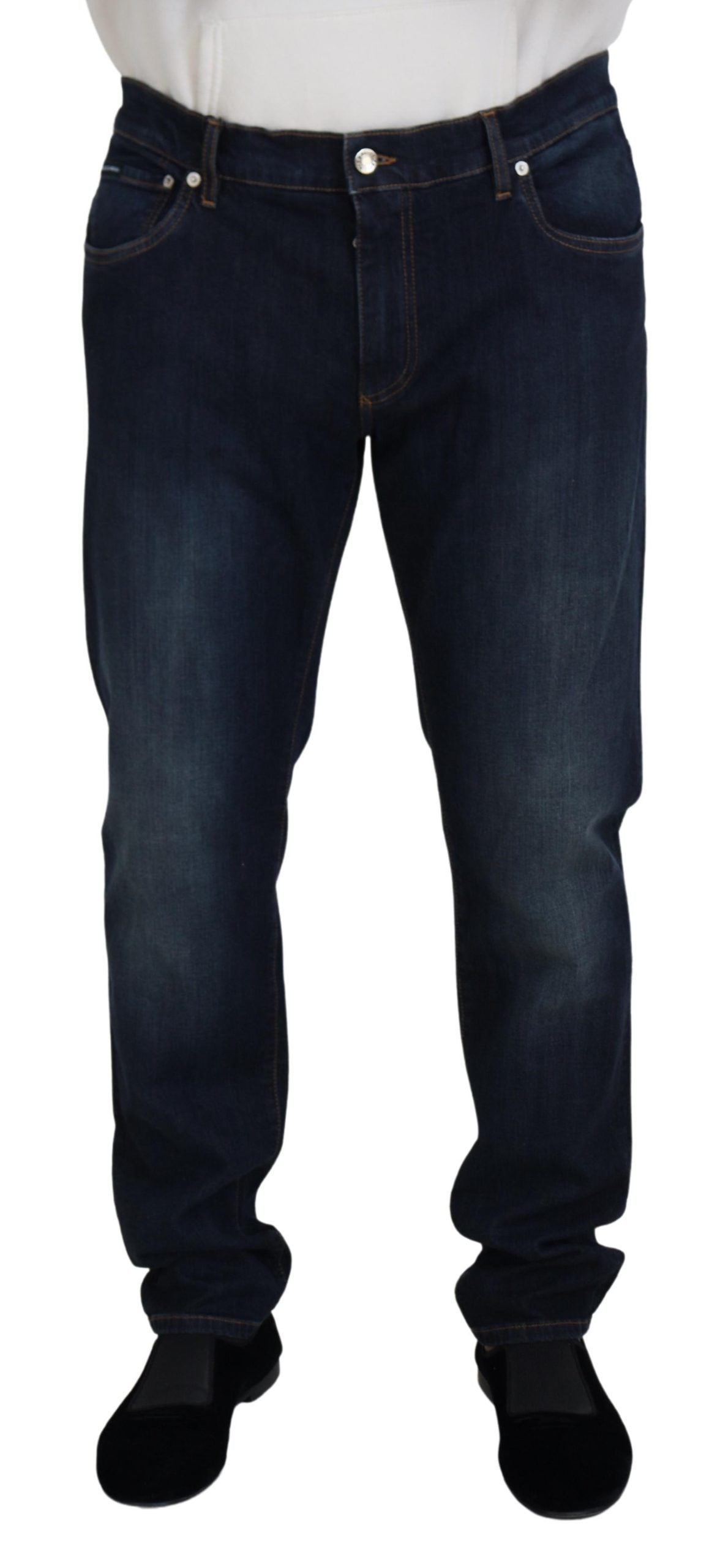 Dolce & Gabbana Blaue Baumwolle Straight Fit Casual Denim Jeans
