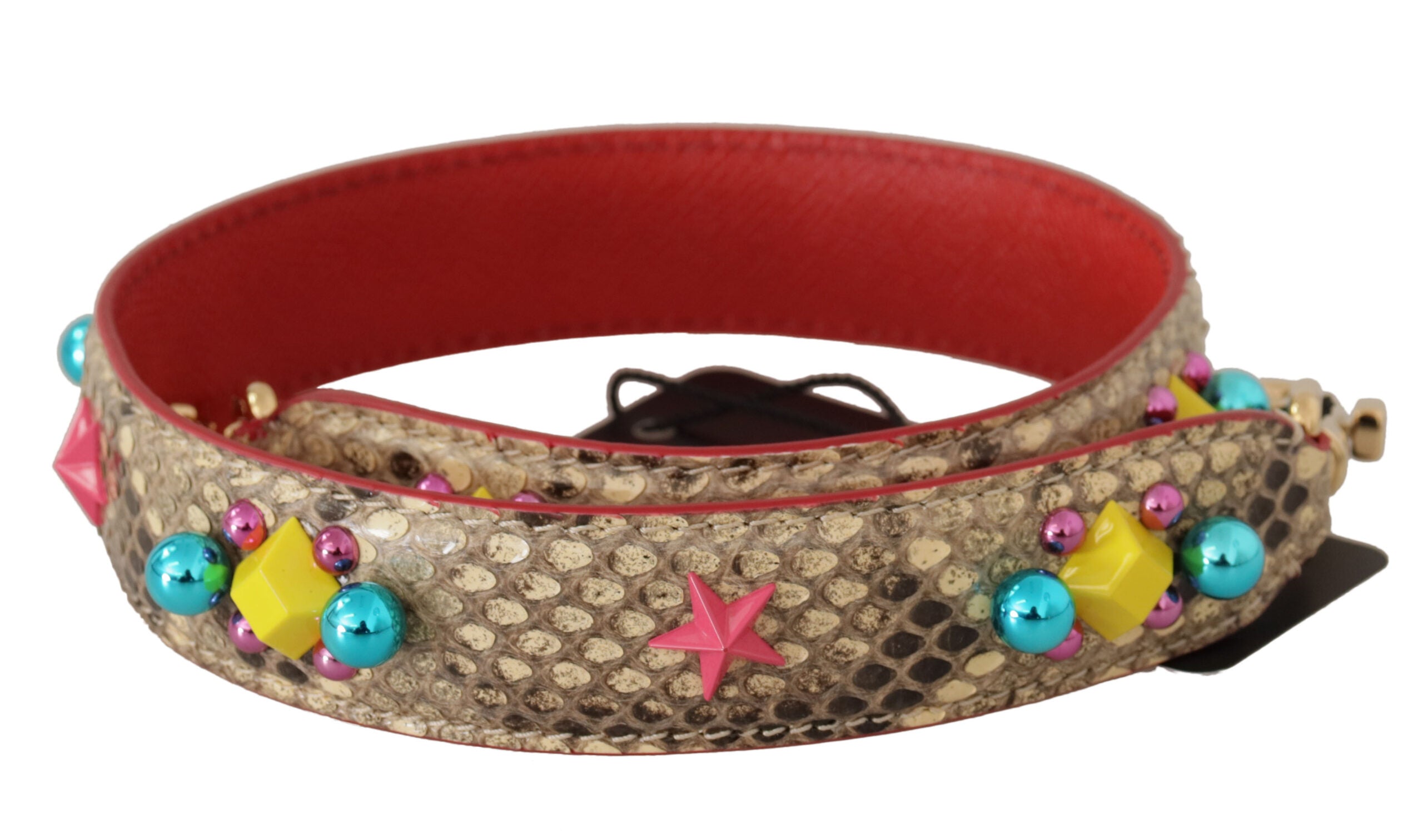 Dolce &amp; Gabbana Beige Python Leather with Crystals Shoulder Strap