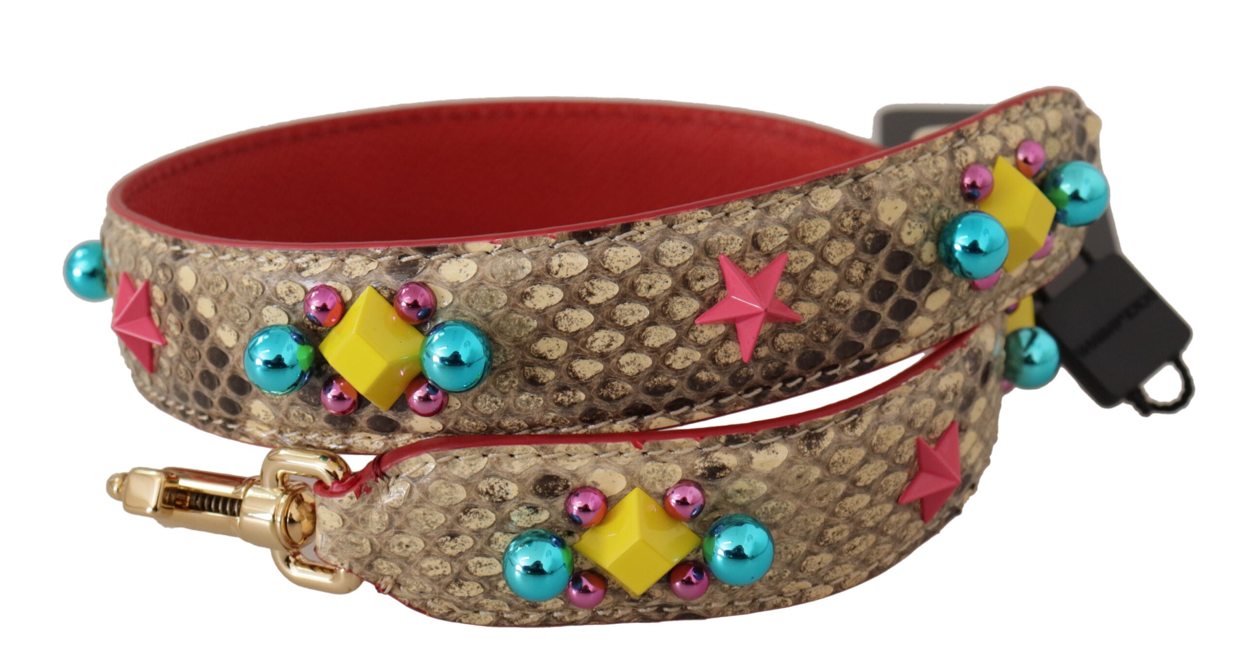 Dolce &amp; Gabbana Beige Python Leather with Crystals Shoulder Strap