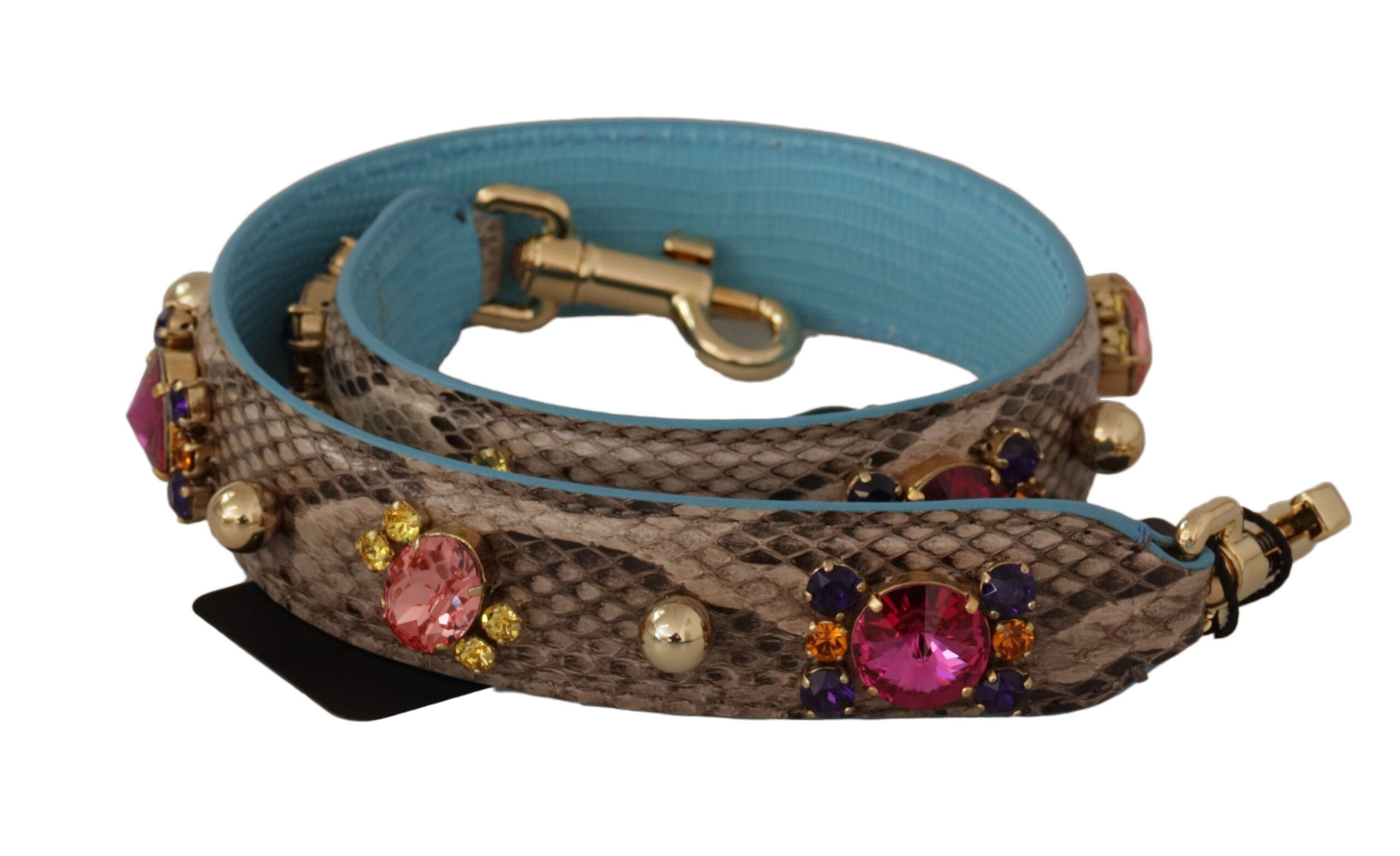 Dolce &amp; Gabbana Brown Exotic Leather with Crystals Shoulder Strap