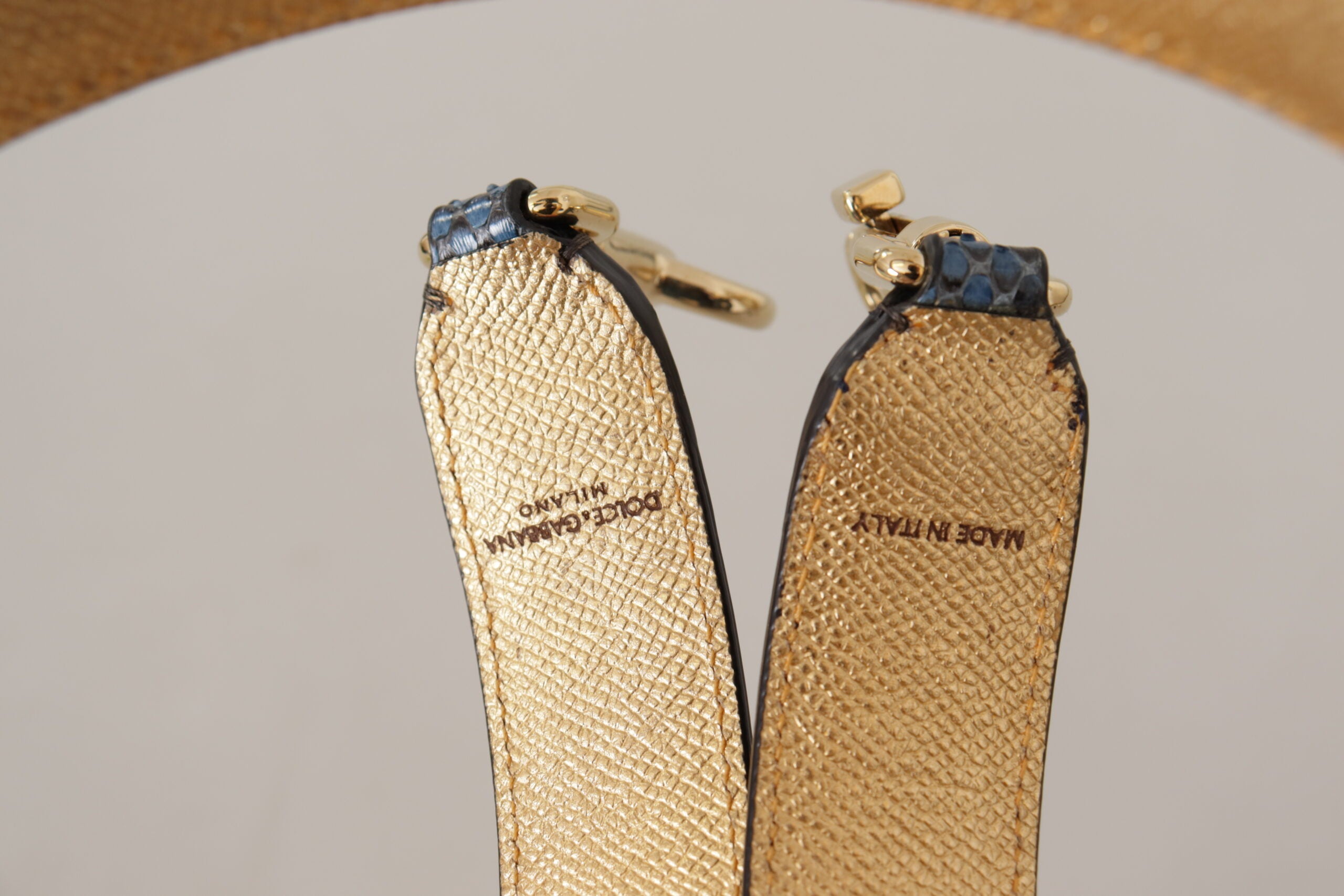 Dolce &amp; Gabbana Blue exotic leather shoulder strap with crystals