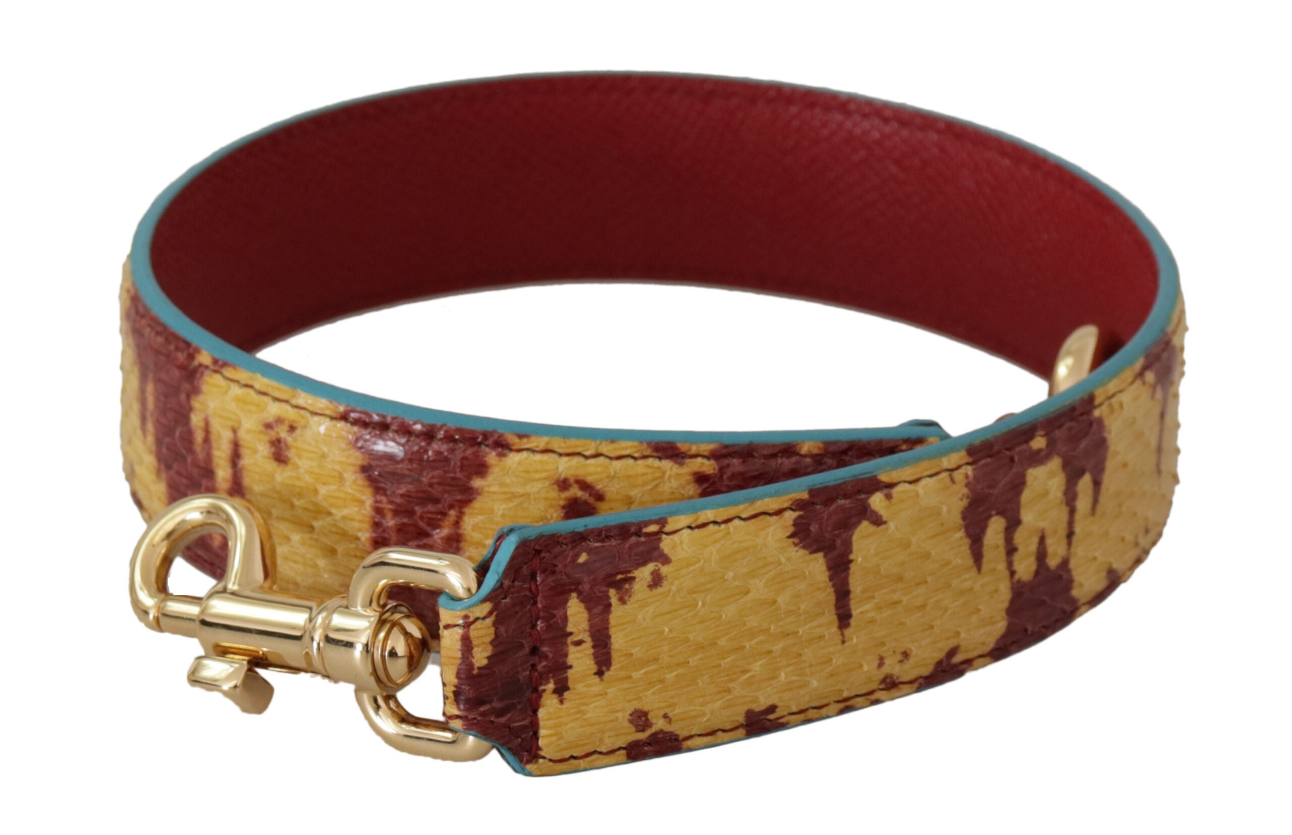 Dolce &amp; Gabbana Yellow Red Leather Gold-tone Shoulder Strap