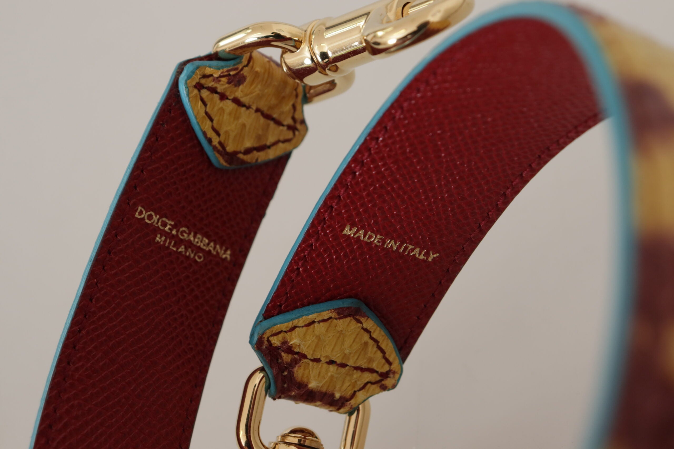 Dolce &amp; Gabbana Yellow Red Leather Gold-tone Shoulder Strap
