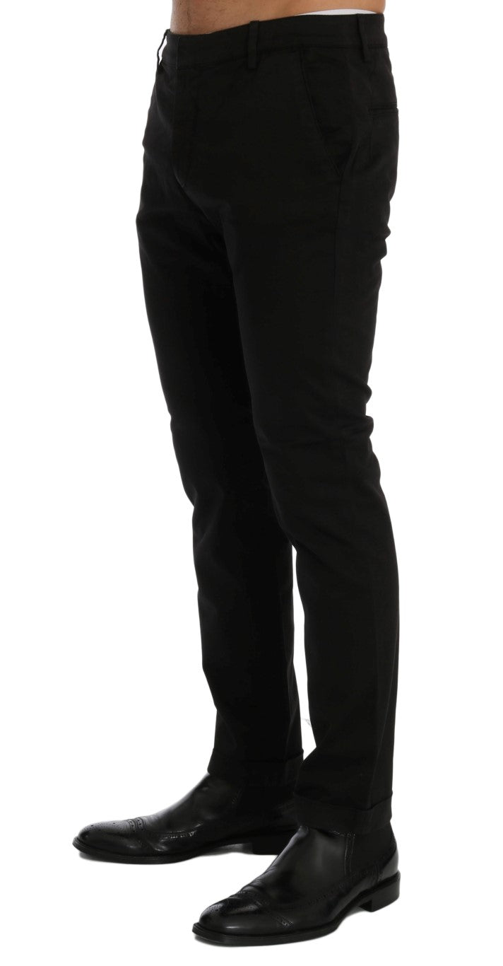 Costume National Schwarze Slim Fit Baumwoll-Stretch-Hose