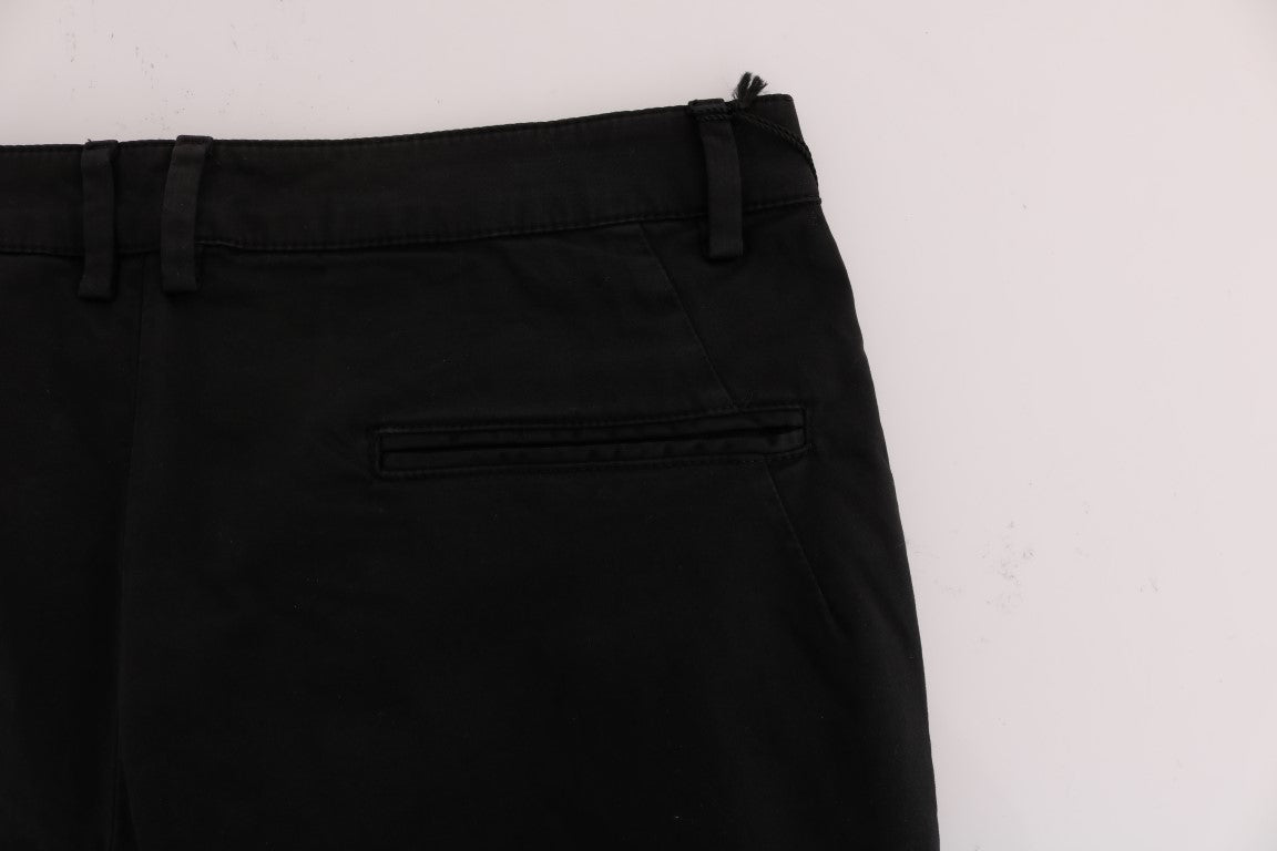 Costume National Black Slim Fit Cotton Stretch Trousers