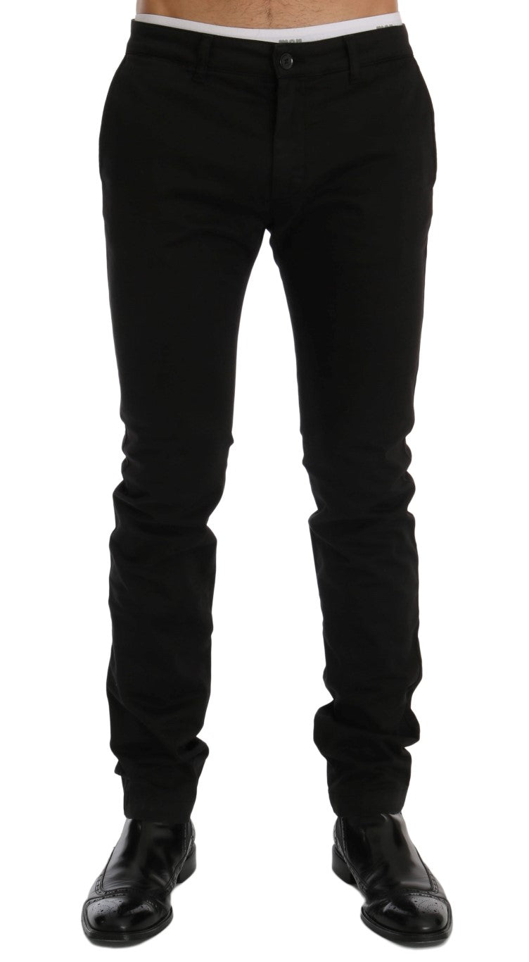 GF Ferre Schwarze Baumwoll-Stretch-Chino-Hose