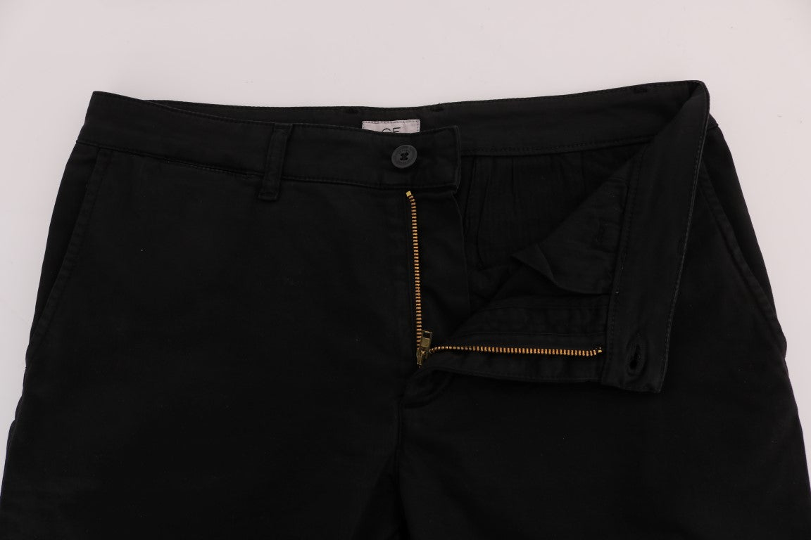 GF Ferre Black Cotton Stretch Chino Pants