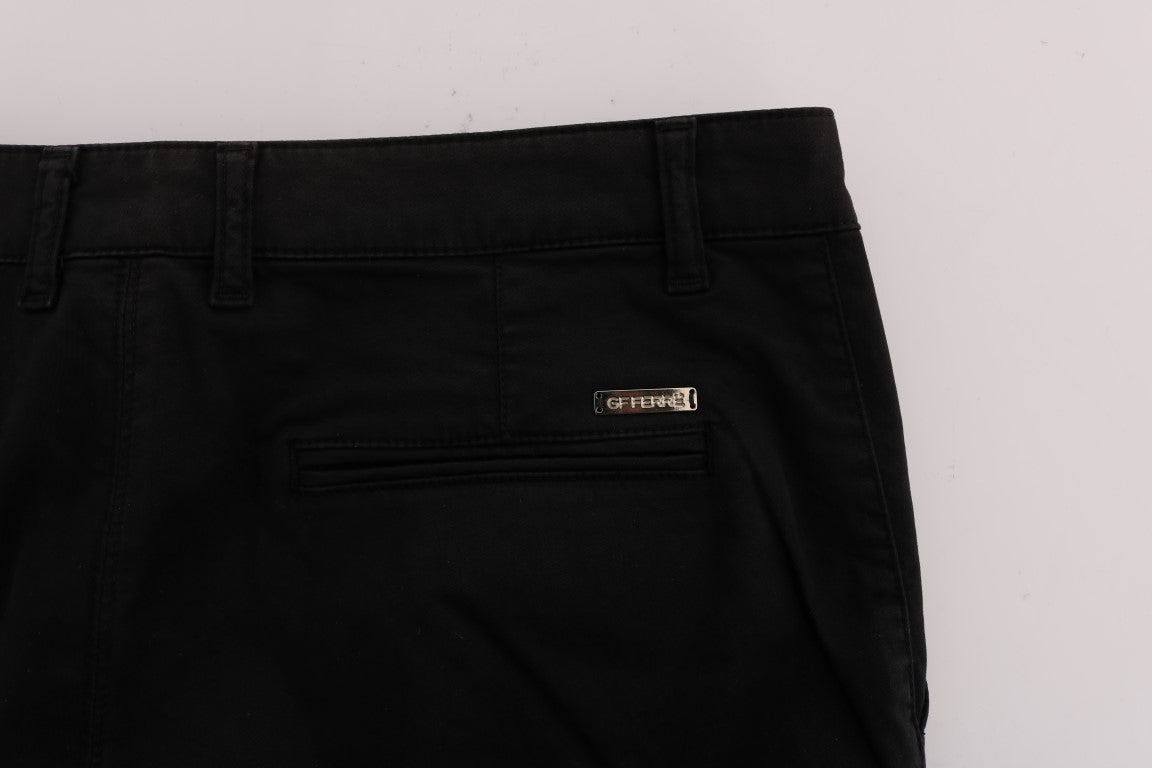 GF Ferre Black Cotton Stretch Chino Pants