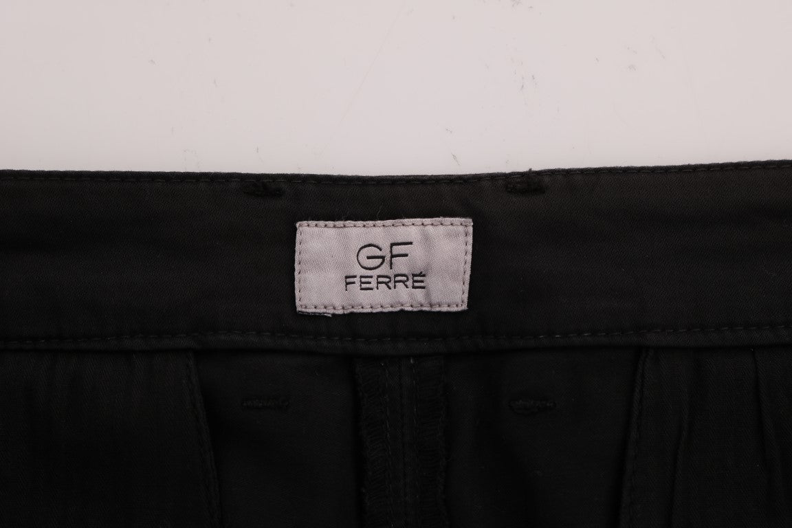 GF Ferre Black Cotton Stretch Chino Pants