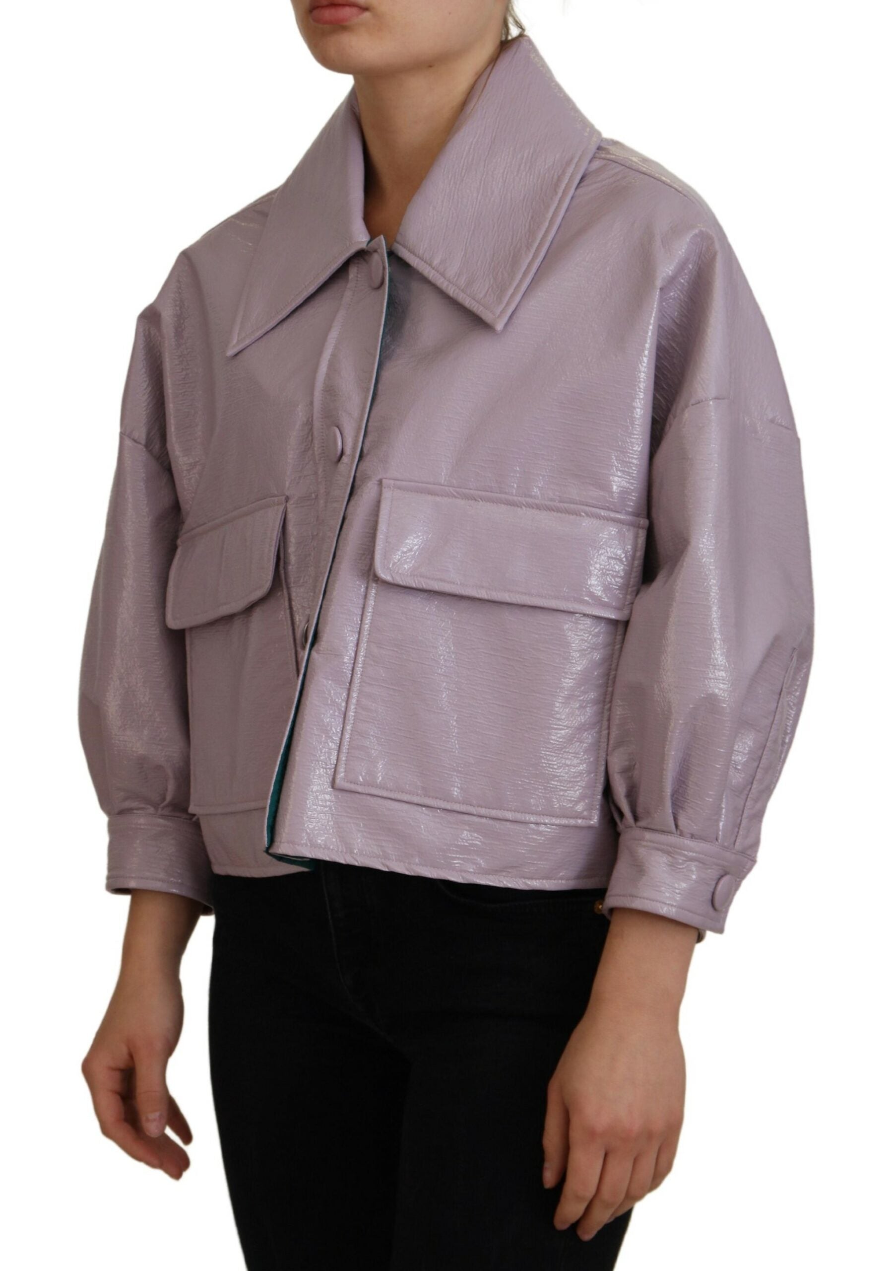 Dolce &amp; Gabbana Purple Cotton Button Down Cropped Jacket
